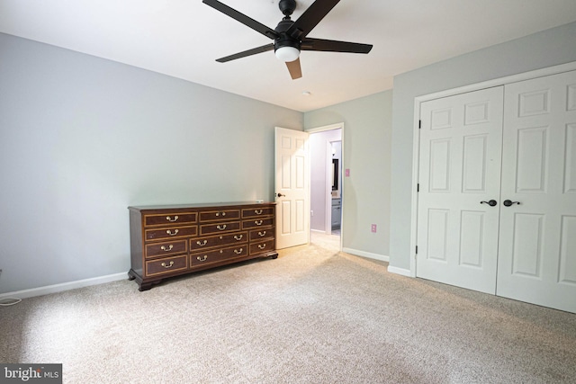 9190 Balsam Run, Bel Alton, MD 20611 - unfurnished bedroom featuring baseboards, a closet, ceiling fan, and carpet floors