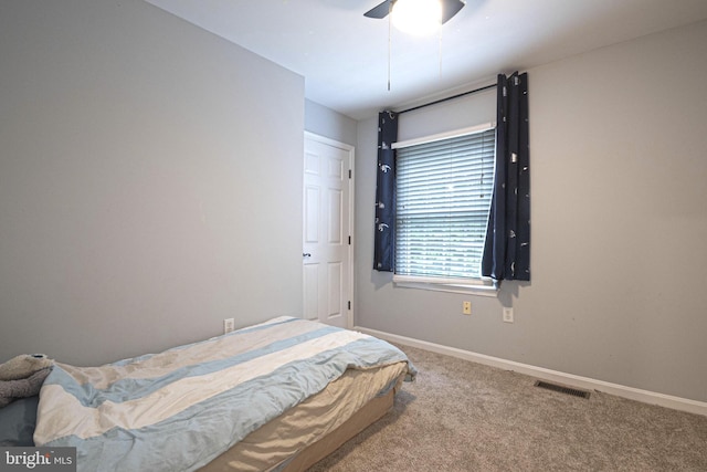 9190 Balsam Run, Bel Alton, MD 20611 - carpeted bedroom featuring baseboards, visible vents, and a ceiling fan