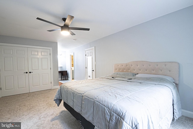 9190 Balsam Run, Bel Alton, MD 20611 - bedroom with ceiling fan, carpet flooring, a closet, and baseboards
