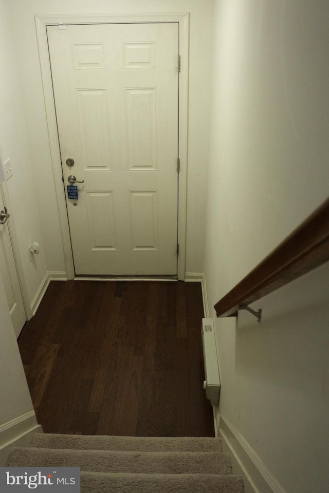 178 Creekside Way, Burlington, NJ 08016 - entryway featuring baseboards, dark wood finished floors, and stairway