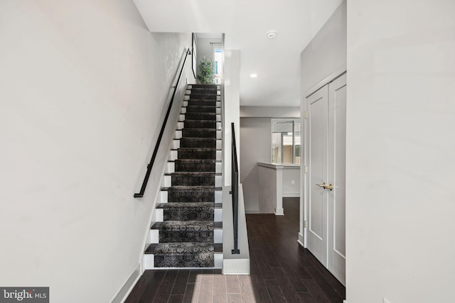 670 N 13th St, Philadelphia, PA 19123 - stairway with wood finished floors, baseboards, and recessed lighting