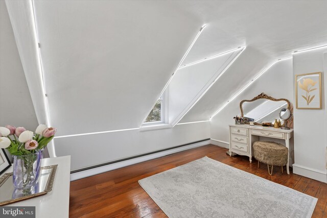 328 S Juniper St, Philadelphia, PA 19107 - interior space with lofted ceiling, wood-type flooring, and baseboard heating