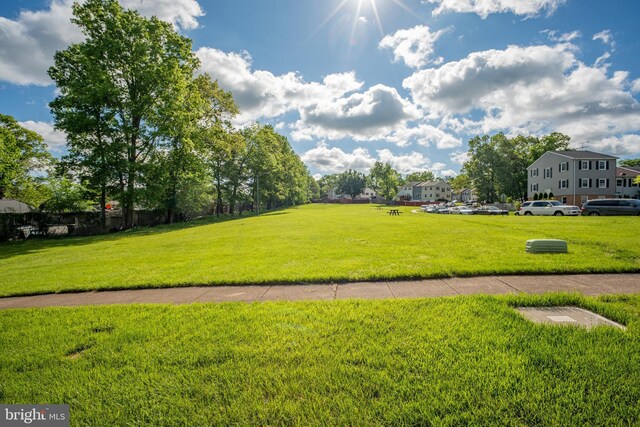 view of property's community with a lawn