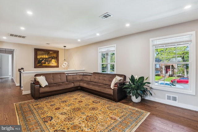 101 Oakmont Ct NE, Vienna, VA 22180 - living room with plenty of natural light, baseboards, recessed lighting, and wood finished floors