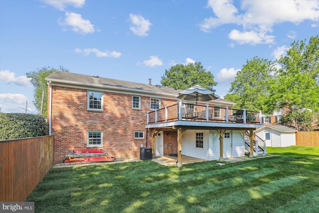 101 Oakmont Ct NE, Vienna, VA 22180 - back of house with a deck, cooling unit, brick siding, stairway, and a patio