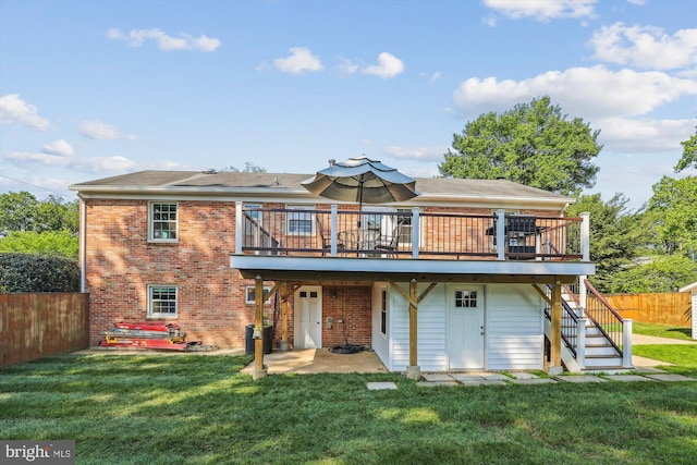 101 Oakmont Ct NE, Vienna, VA 22180 - back of house featuring stairway, a wooden deck, brick siding, and cooling unit