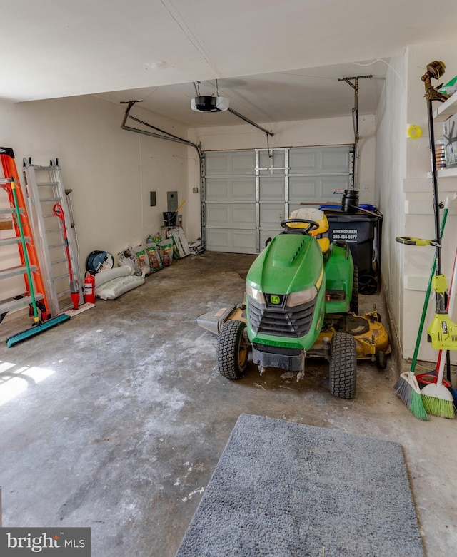garage with a garage door opener