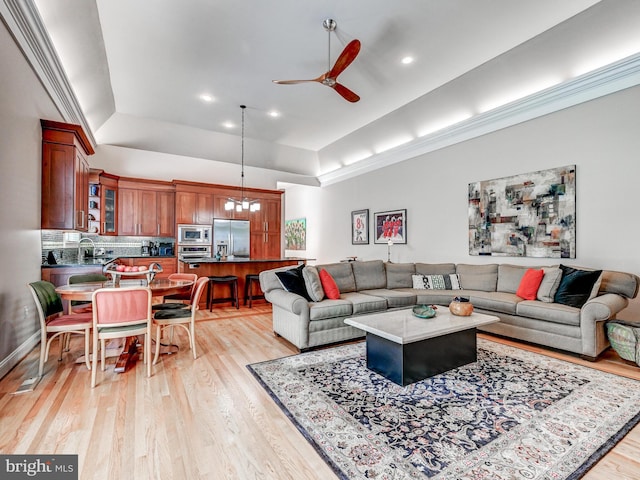 26 Bellchase Ct Unit B, Pikesville, MD 21208 - living room with ceiling fan, light wood finished floors, and recessed lighting