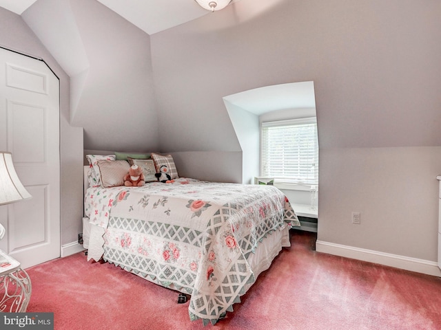 26 Bellchase Ct Unit B, Pikesville, MD 21208 - bedroom with vaulted ceiling, carpet floors, and baseboards