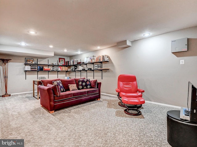 26 Bellchase Ct Unit B, Pikesville, MD 21208 - living area with carpet flooring, baseboards, and recessed lighting