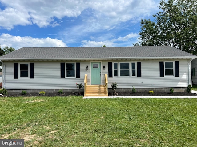 54 Bryan Dr, Rehoboth Beach, DE 19971 - single story home featuring a front yard, roof with shingles, and entry steps