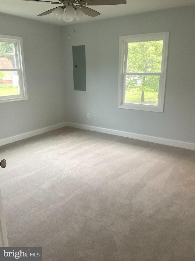 54 Bryan Dr, Rehoboth Beach, DE 19971 - carpeted empty room featuring baseboards, ceiling fan, and electric panel