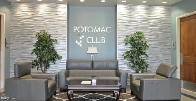 community lobby with recessed lighting