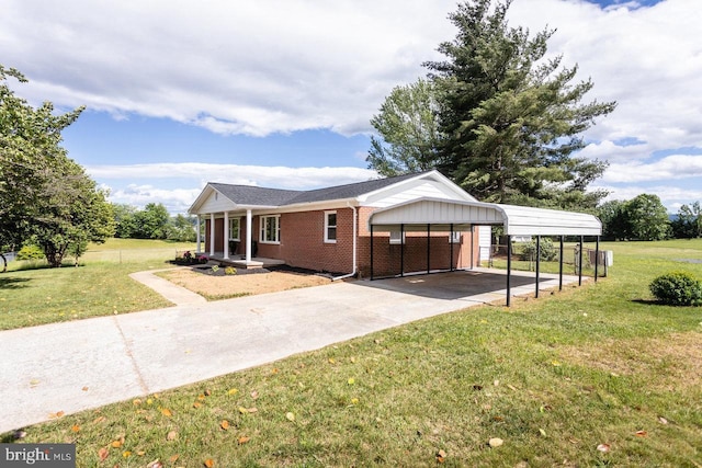 108 Wesley Chapel Dr, Edinburg, VA 22824 - view of home's exterior with brick siding, driveway, and a yard