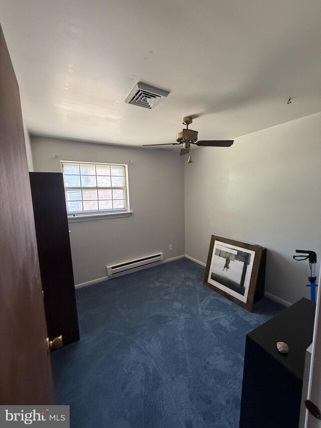 166 Elmtowne Blvd, Hammonton, NJ 08037 - empty room featuring baseboard heating, a ceiling fan, carpet floors, and baseboards
