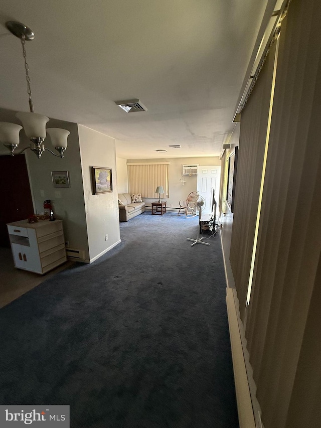 166 Elmtowne Blvd, Hammonton, NJ 08037 - hallway with carpet, a chandelier, and baseboards