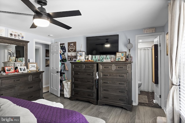 1694 Atkins Ave, Thorofare, NJ 08086 - bedroom with wood finished floors, ensuite bathroom, and a ceiling fan