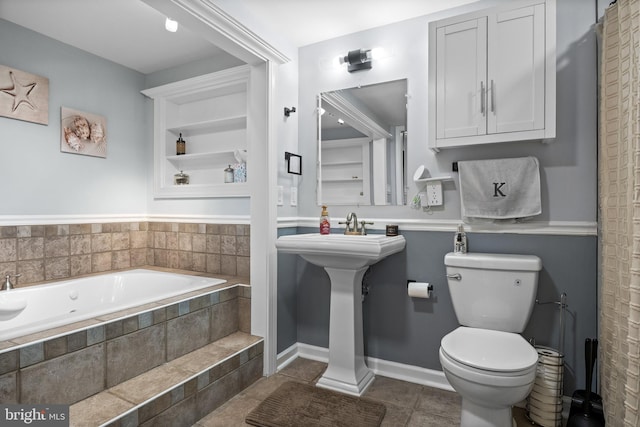 1694 Atkins Ave, Thorofare, NJ 08086 - bathroom with toilet, a garden tub, tile patterned floors, and baseboards