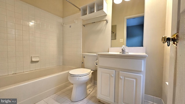 11441 Log Ridge Dr, Fairfax, VA 22030 - bathroom featuring tile patterned floors, toilet, vanity, and bathtub / shower combination
