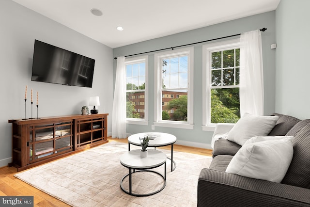 631 Regent Pl NE, Washington, DC 20017 - living room featuring light wood-style flooring, baseboards, and recessed lighting