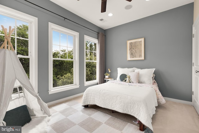 631 Regent Pl NE, Washington, DC 20017 - bedroom featuring baseboards, recessed lighting, and a ceiling fan