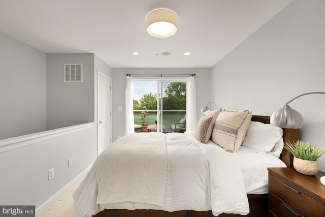 631 Regent Pl NE, Washington, DC 20017 - carpeted bedroom featuring access to exterior, baseboards, and recessed lighting