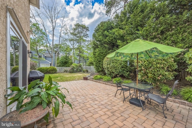 view of patio / terrace with outdoor dining area and a fenced backyard