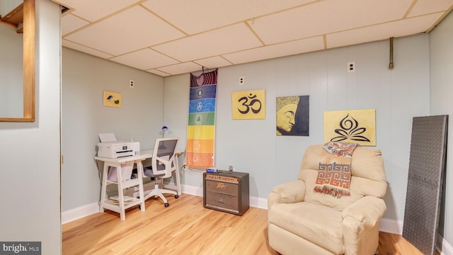 100 Lakeview Dr, Ridley Park, PA 19078 - office area with baseboards, a drop ceiling, a heating unit, and wood finished floors