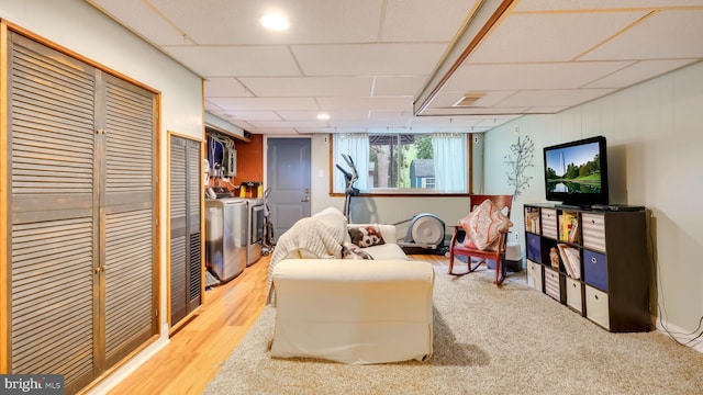 100 Lakeview Dr, Ridley Park, PA 19078 - sitting room featuring washing machine and dryer and a drop ceiling