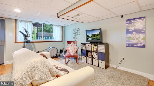 100 Lakeview Dr, Ridley Park, PA 19078 - rec room featuring baseboards, a paneled ceiling, and visible vents