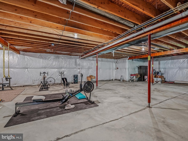 view of unfinished basement