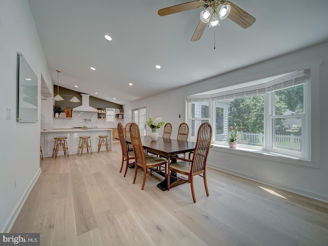 1782 Shaftsbury Ave, Crofton, MD 21114 - dining area with healthy amount of natural light, light wood-type flooring, recessed lighting, baseboards, and a ceiling fan