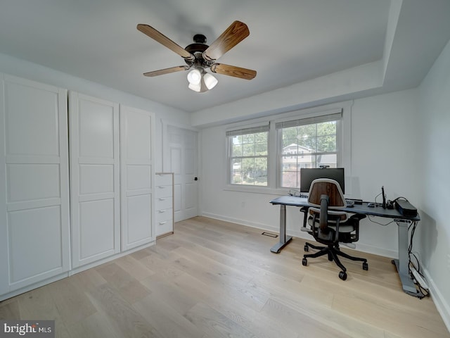 1782 Shaftsbury Ave, Crofton, MD 21114 - office space with baseboards, light wood finished floors, and a ceiling fan