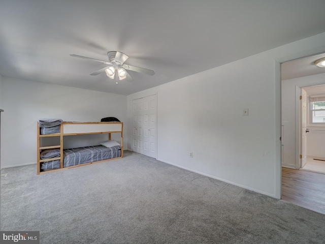 1782 Shaftsbury Ave, Crofton, MD 21114 - unfurnished bedroom with carpet flooring, baseboards, ceiling fan, and a closet