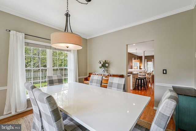 21591 Awbrey Pl, Broadlands, VA 20148 - dining area featuring wood finished floors, plenty of natural light, crown molding, and baseboards
