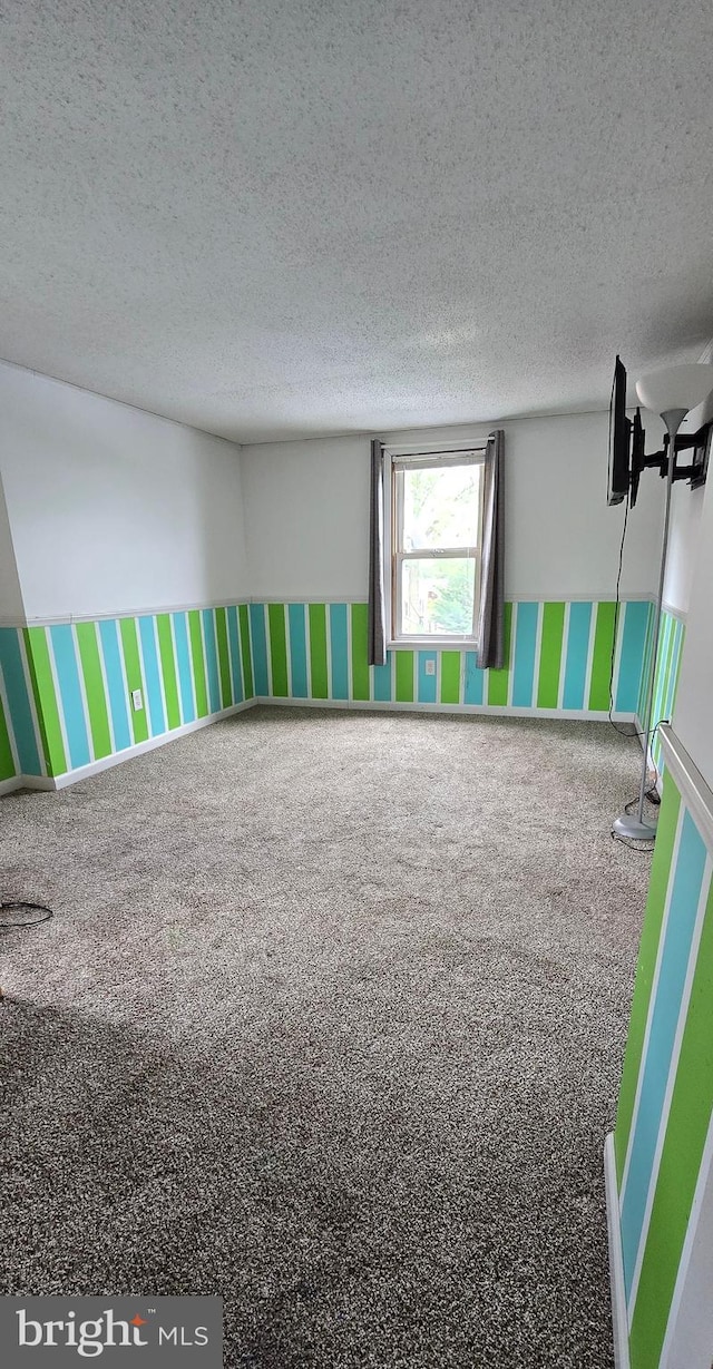 8074 Molly Pitcher Hwy, Shippensburg, PA 17257 - game room featuring carpet floors, wallpapered walls, a textured ceiling, and wainscoting