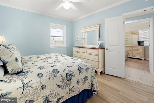 18 79th St Unit 403, Ocean City, MD 21842 - bedroom featuring wood finished floors, crown molding, and ceiling fan