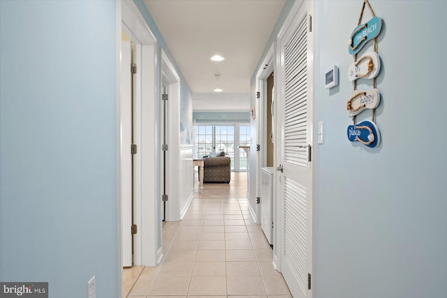 18 79th St Unit 403, Ocean City, MD 21842 - hallway featuring light tile patterned floors, recessed lighting, and baseboards