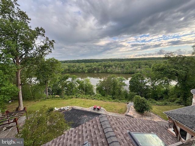 11500 Springridge Rd, Potomac, MD 20854 - view of yard featuring a water view, a forest view, and a patio area