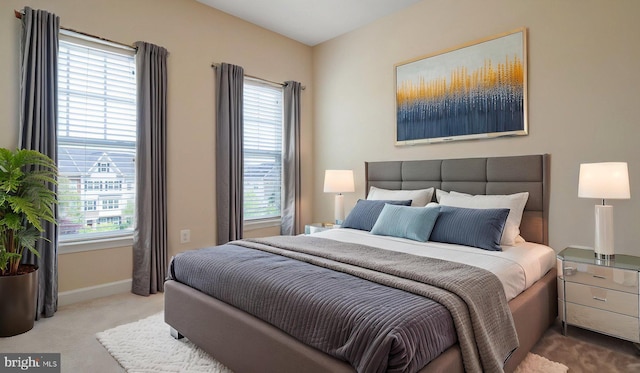 bedroom with carpet and baseboards