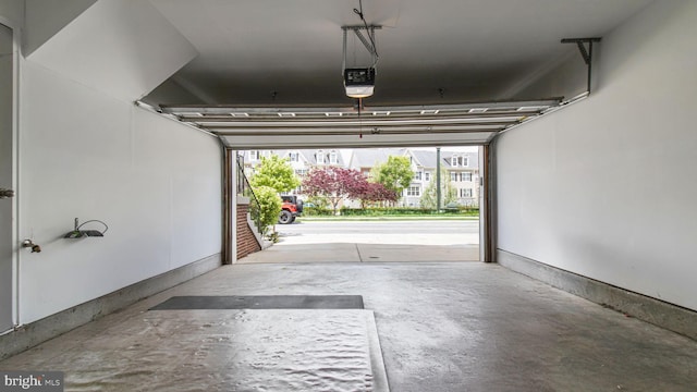 garage with a garage door opener