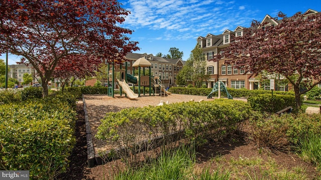 community play area featuring a residential view