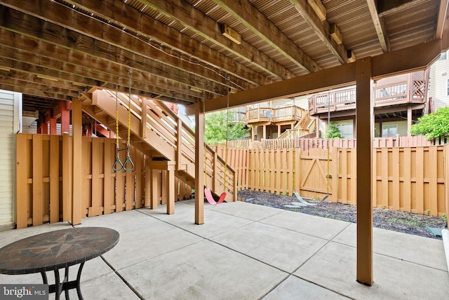 2505 Wheat Meadow Ct, Herndon, VA 20171 - view of patio / terrace with stairs, a fenced backyard, and a gate