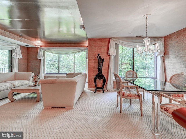 1 Gristmill Ct Unit 103, Pikesville, MD 21208 - carpeted dining room featuring a chandelier and healthy amount of natural light