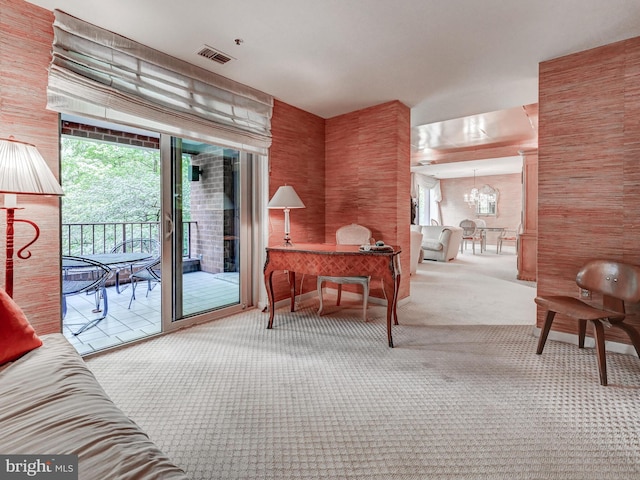 1 Gristmill Ct Unit 103, Pikesville, MD 21208 - carpeted home office with a chandelier