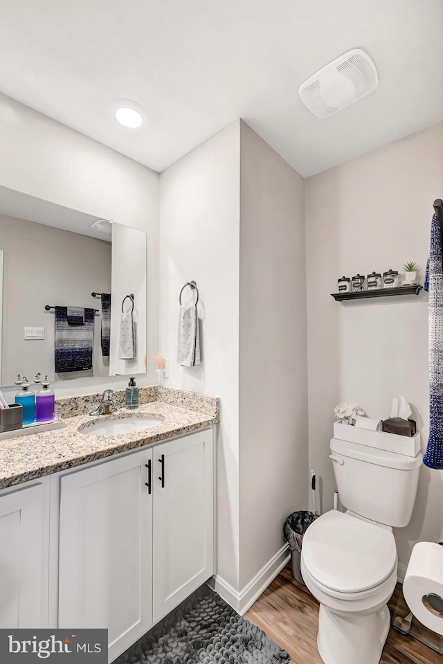 305 Maple Run Dr, York, PA 17404 - bathroom featuring toilet, wood finished floors, baseboards, and vanity