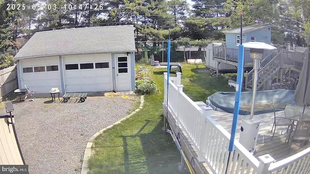 view of detached garage