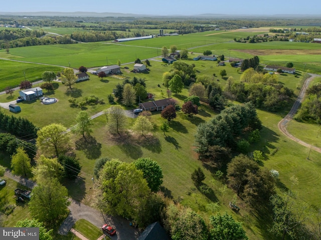 aerial view featuring a rural view