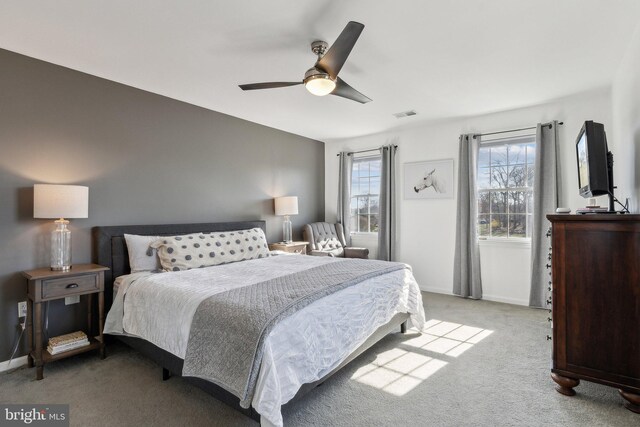 2994 Hope Mill Ln, Adamstown, MD 21710 - carpeted bedroom featuring baseboards, ceiling fan, and visible vents