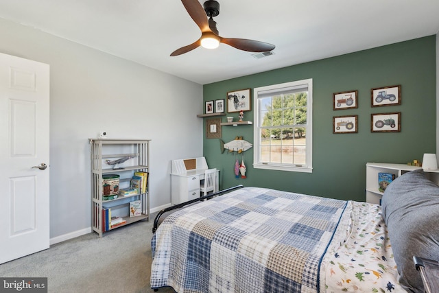 2994 Hope Mill Ln, Adamstown, MD 21710 - carpeted bedroom with a ceiling fan, baseboards, and visible vents
